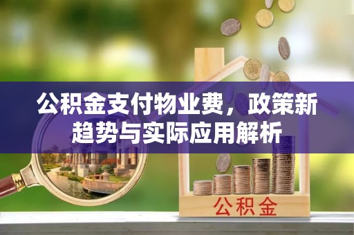 荔浦公积金支付物业费，政策新趋势与实际应用解析